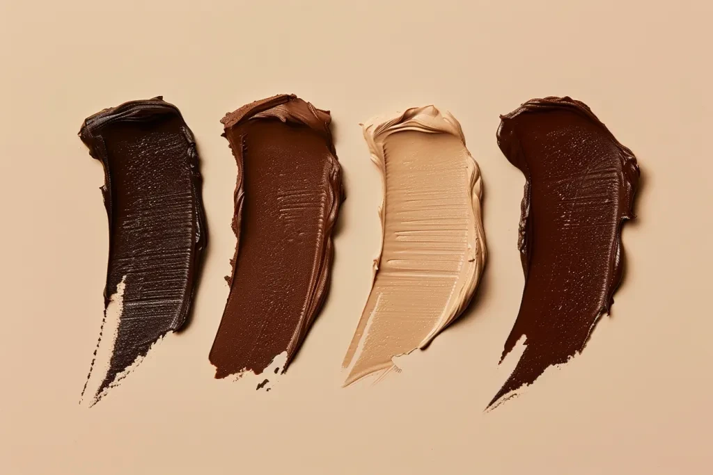 A photo of four different shades of face cream swatches