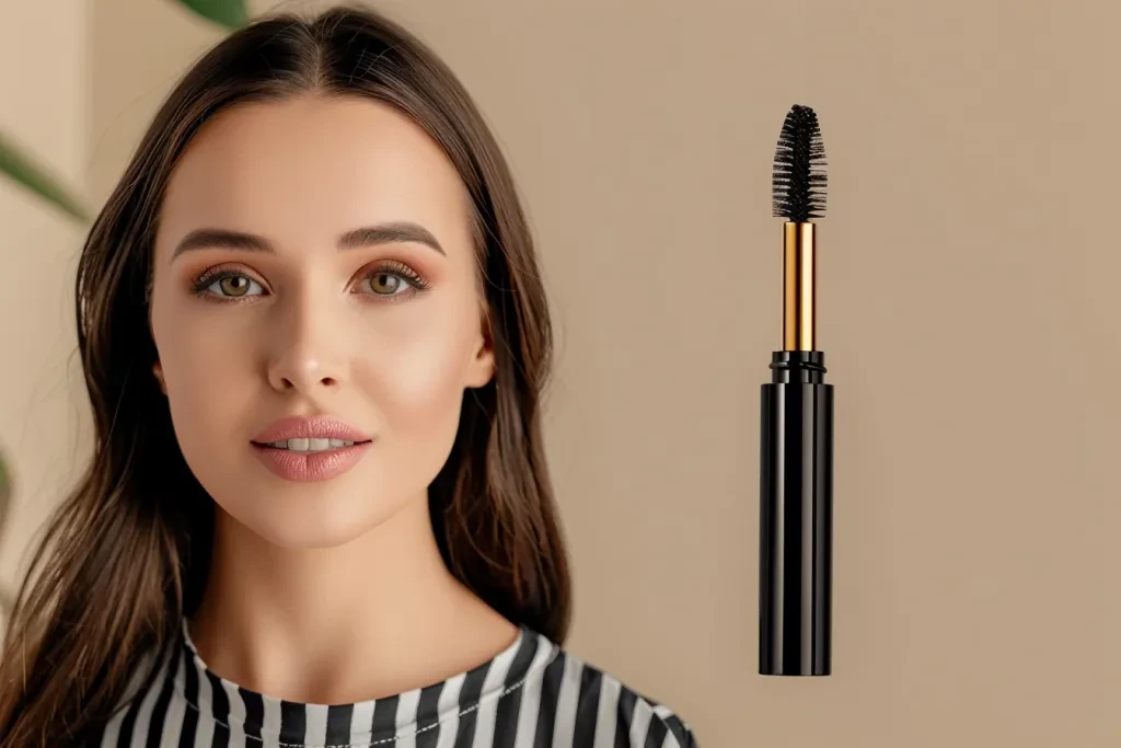 A photo of the product shows an elegant black mascara tube