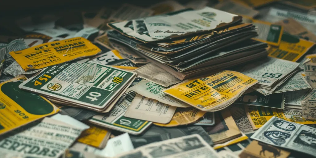 A pile of various Green Bay Packers football tickets