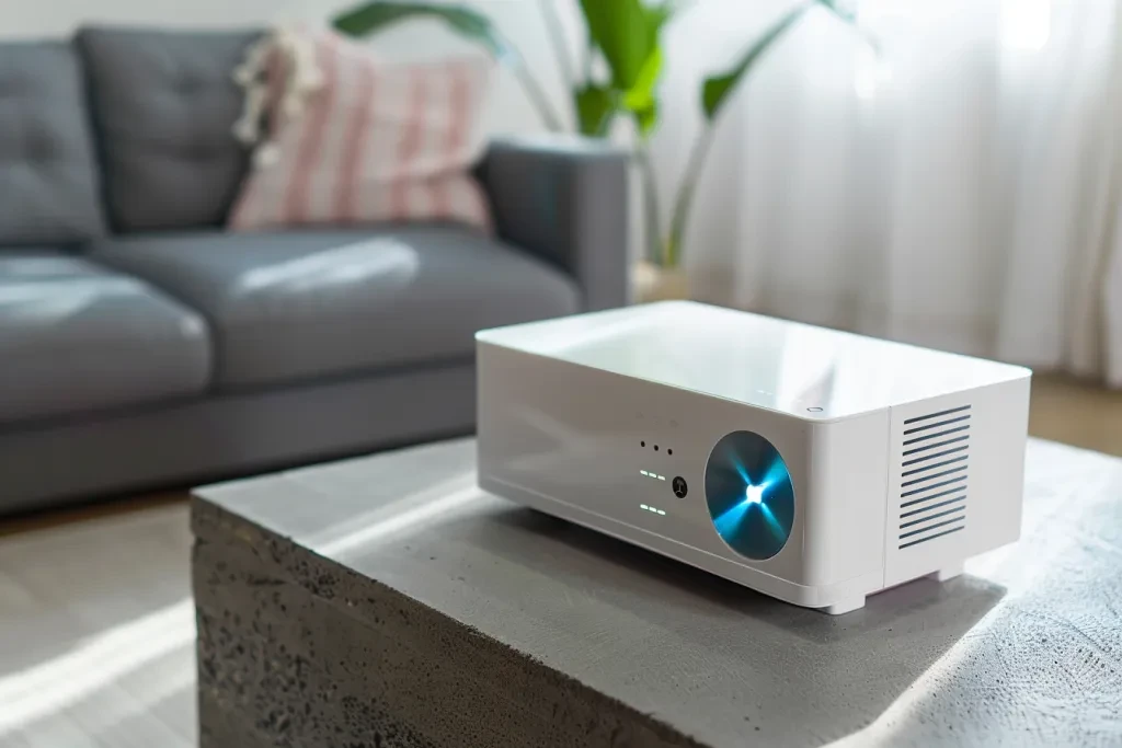 A projector with a touch screen and PC inside