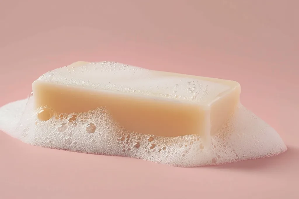 A rectangular soap bar with a soft