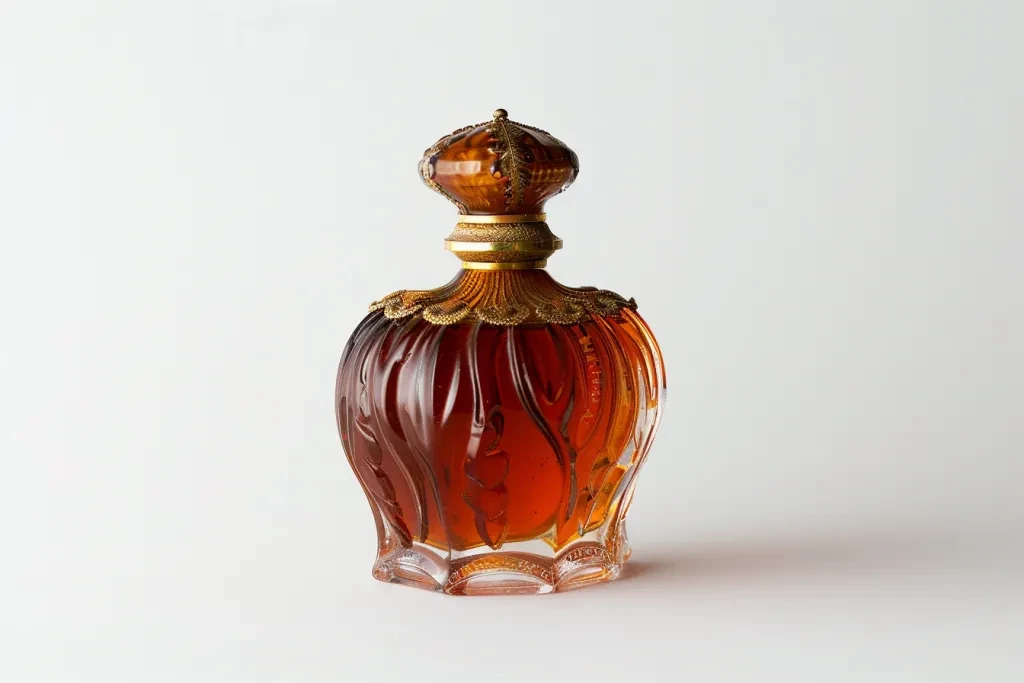 A red glass perfume bottle