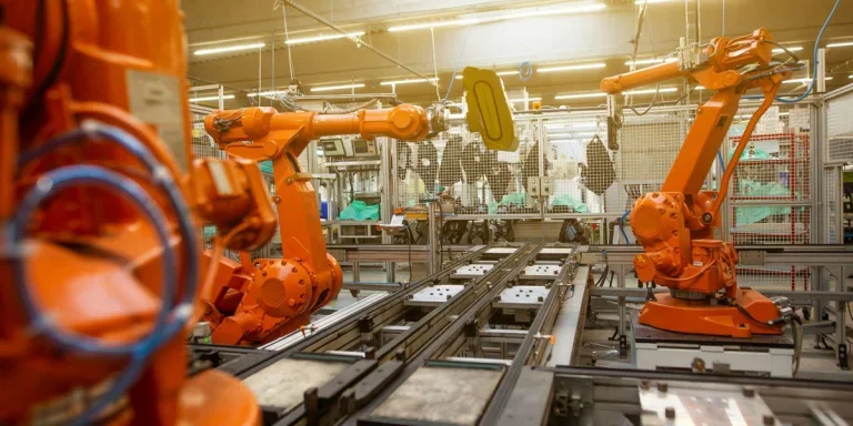 A set of industrial robots operating in a smart factory