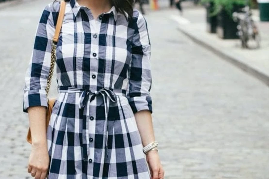 A shirtdress with macro gingham checks