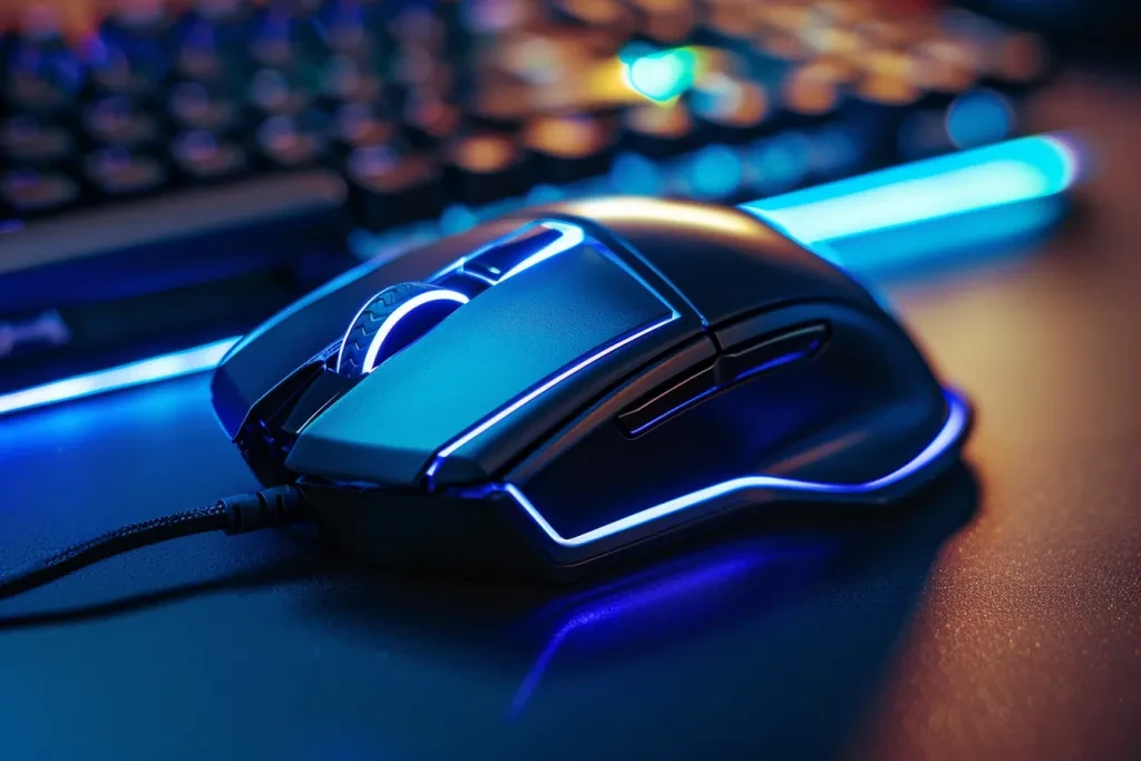 A sleek gaming mouse with wireless connectivity