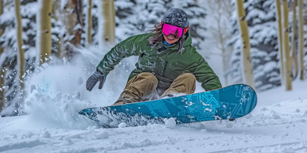 A snowboarder wearing a green jacket