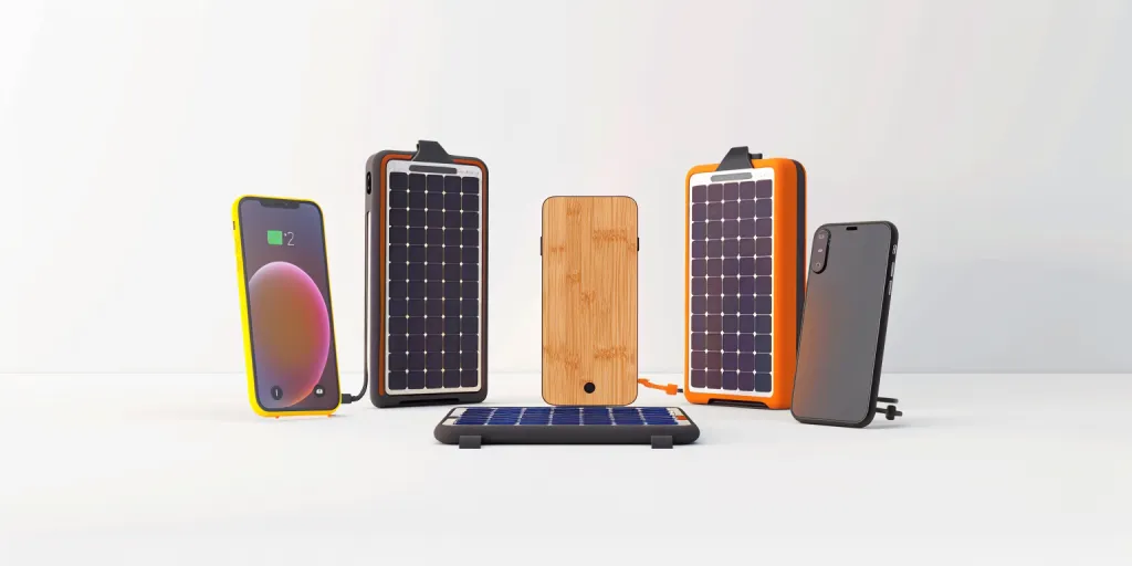 A solar panel charging and other mobile phones