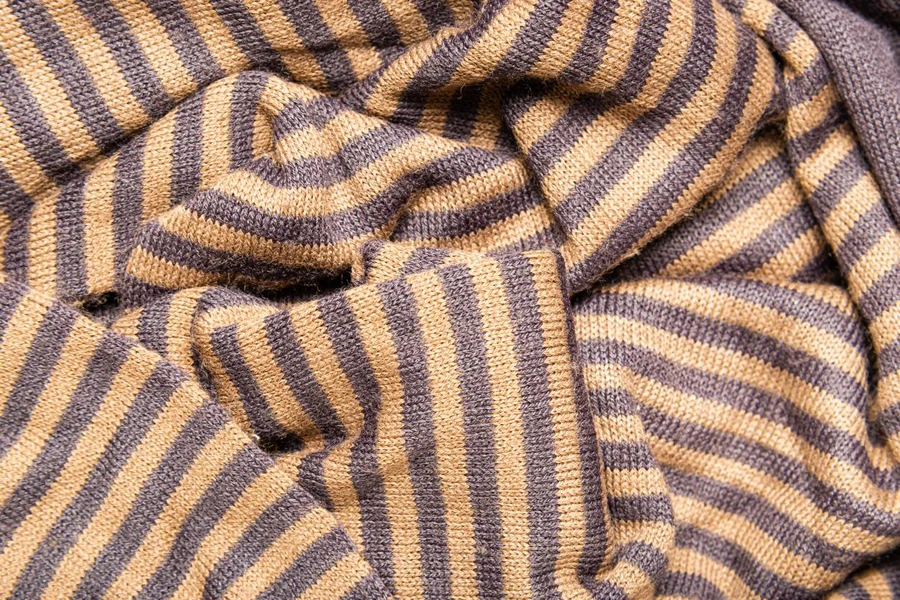 A striped throw blanket