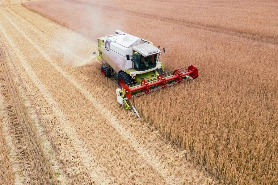 A truck on a brown field