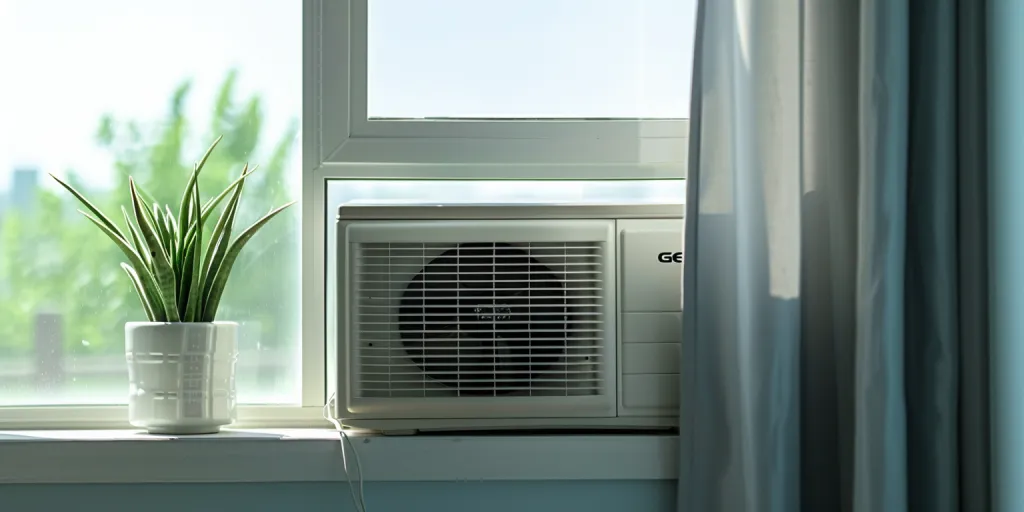 A white window air conditioner