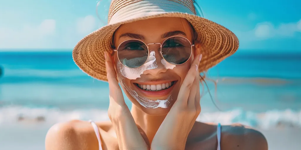 A woman in beach attire