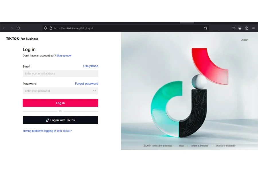 Accedi a TikTok for Business utilizzando un account personale o aziendale