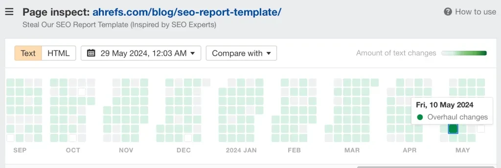 Ahrefs Page Inspect screenshot, via Ahrefs' Site Explorer