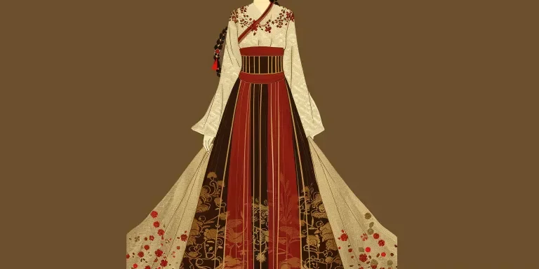 An elegant woman in ancient China wears a Chinese Hanfu dress