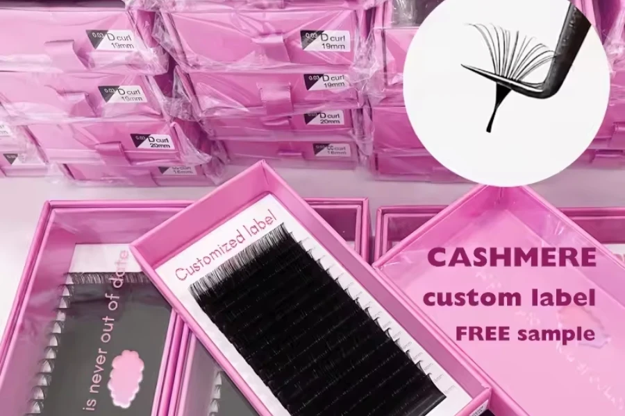 Anrolash Lash Tray Eyelash Extension Cashmere Volume Eyelash Trays Wholesale Private Label Matte Black Mink Individual Lashes