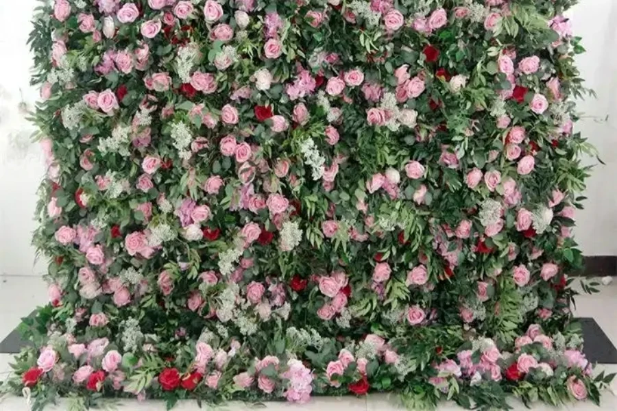 Artificial silk greenery flower wall panel