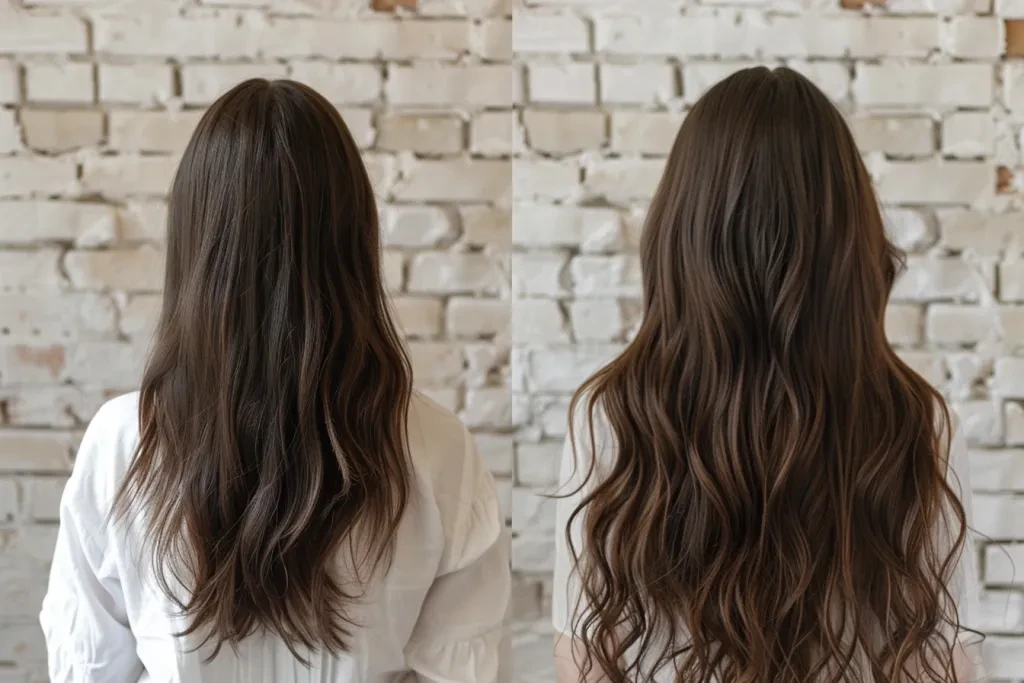 Before and after hair extensions