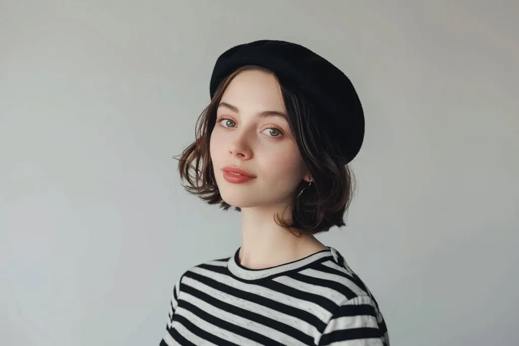 Black beret hat for women