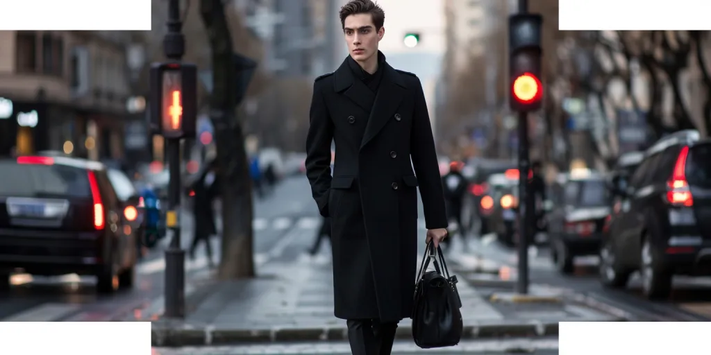 Black men's long coat