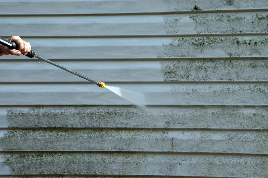 Cleaning the mold from the vinyl siding on this exterior wall is a job for the handyman or the professional