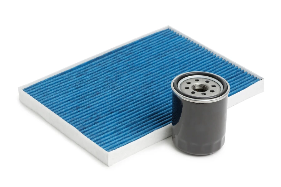 Closeup-new-car-oil-air-filters-isolated-on-white-background.-1