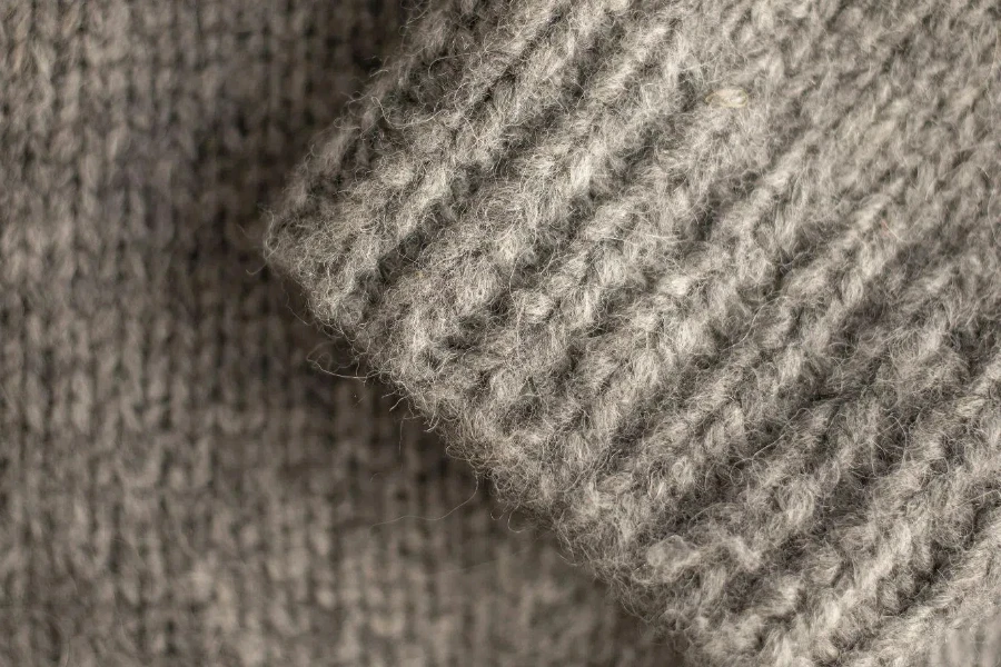 Closeup of knitted sweater sleeve