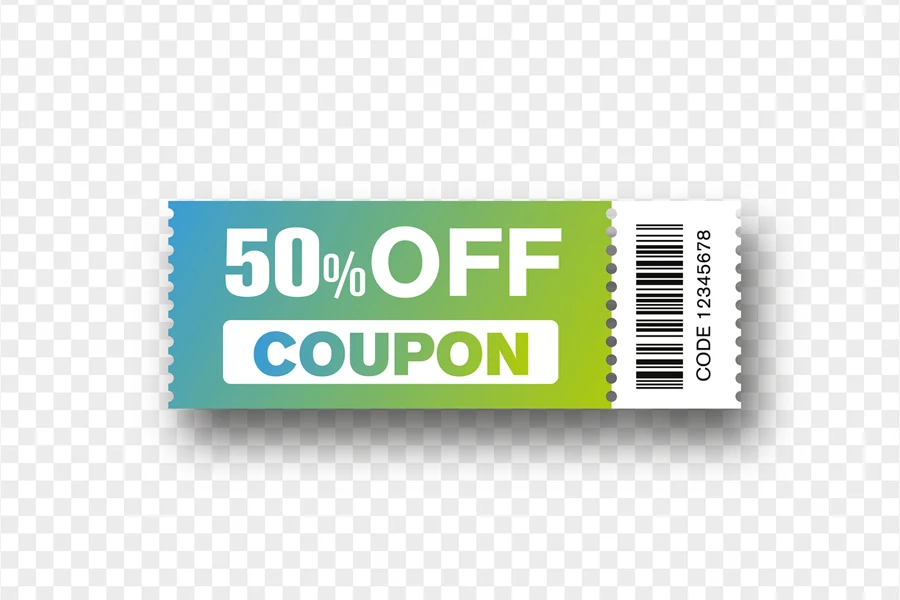 Coupon discount banner with 50% off