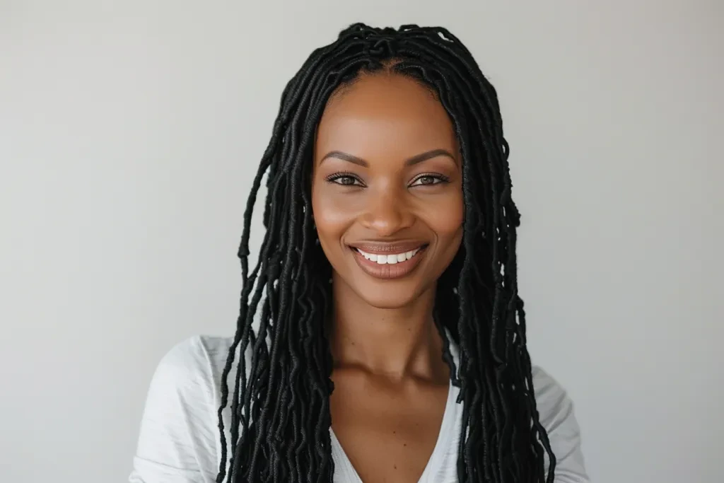 Create an African American woman with long box braids