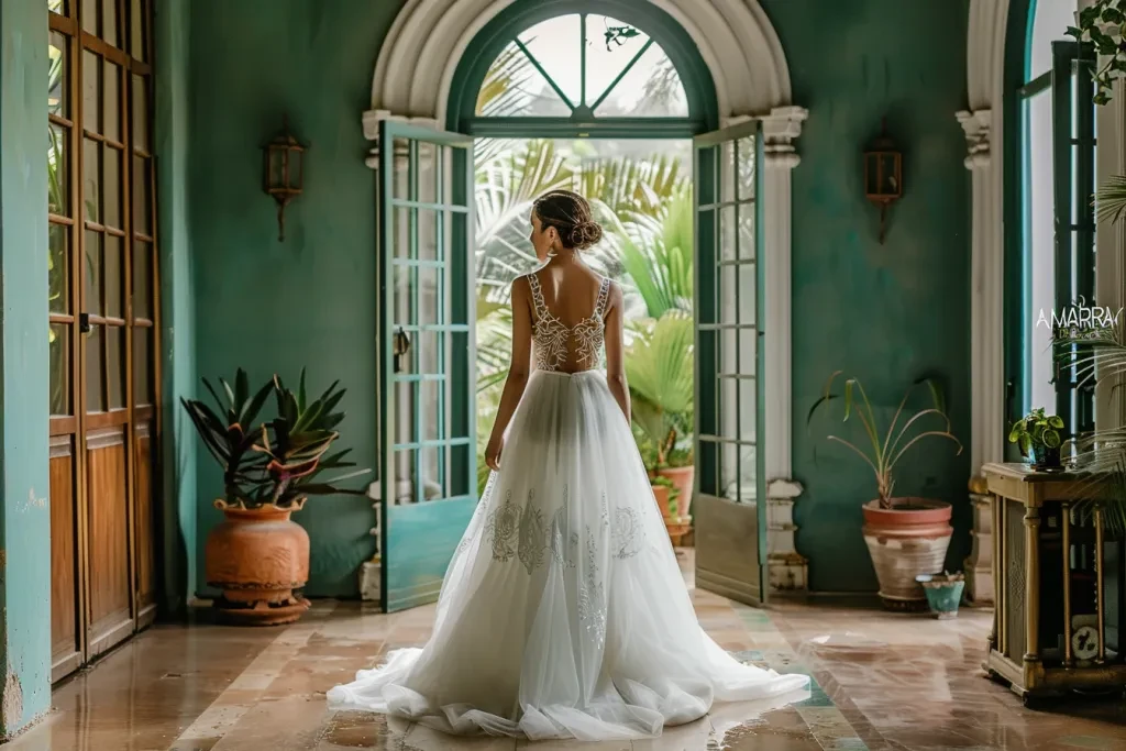 Create an elegant and modern wedding dress