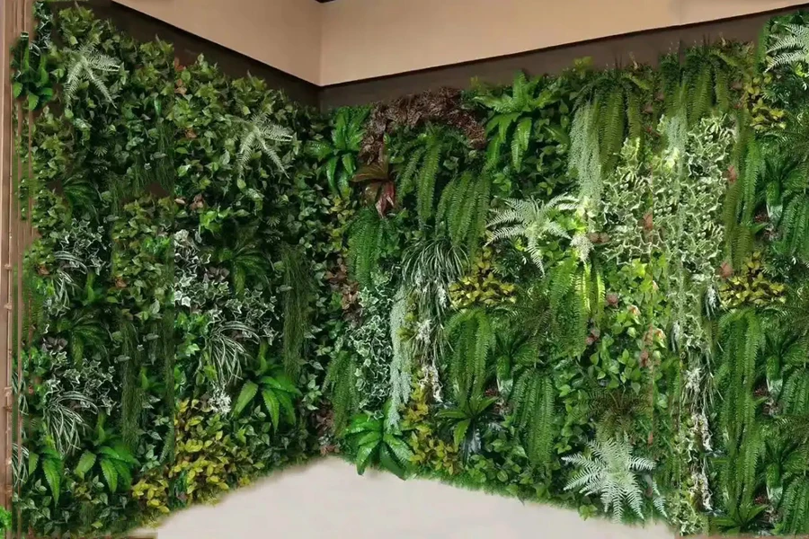 Customized jungle fake plant wall panel