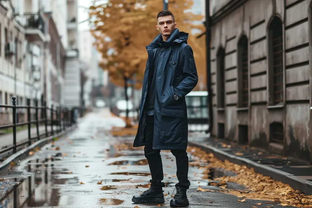 Dark blue long windbreaker