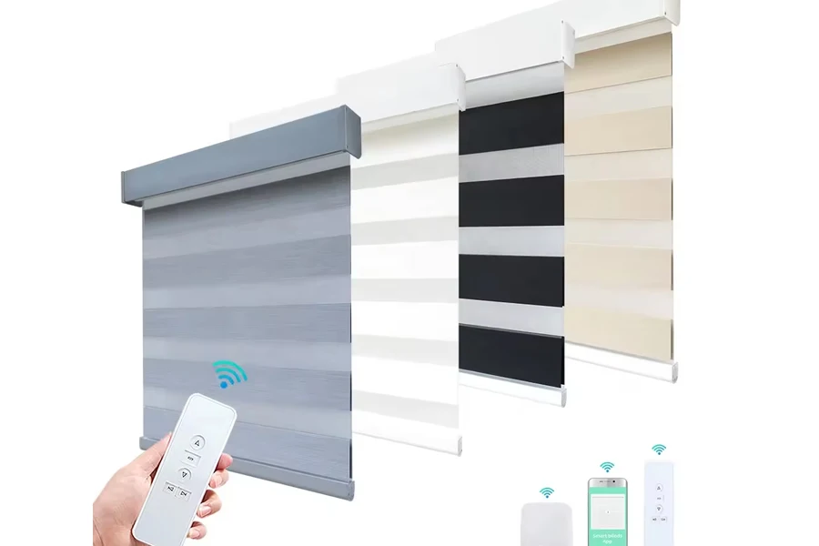 Double Layer Motorized Zebra Blinds Adjustable Shading Waterproof and UV Resistance Available in Various Colors