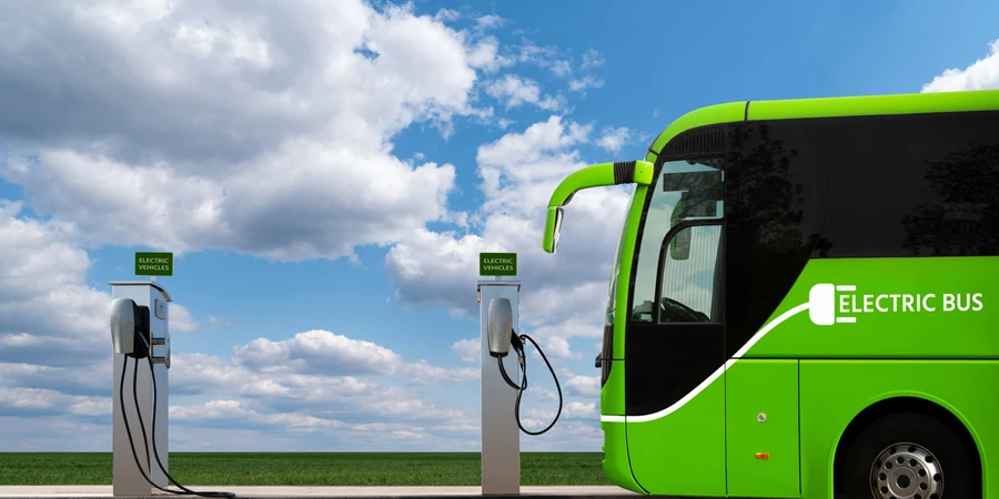 Electric bus with charging station