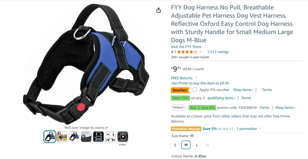 FYY, dog harness, no pull, breathable, adjustable pet