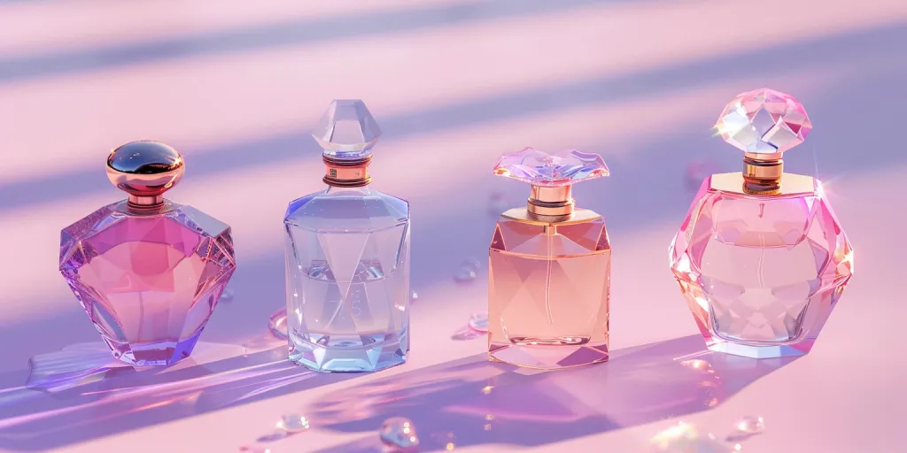 Four perfume bottles of different shapes and sizes