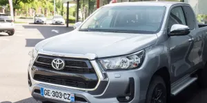 Front view of Toyota Hilux pickup parked in the street