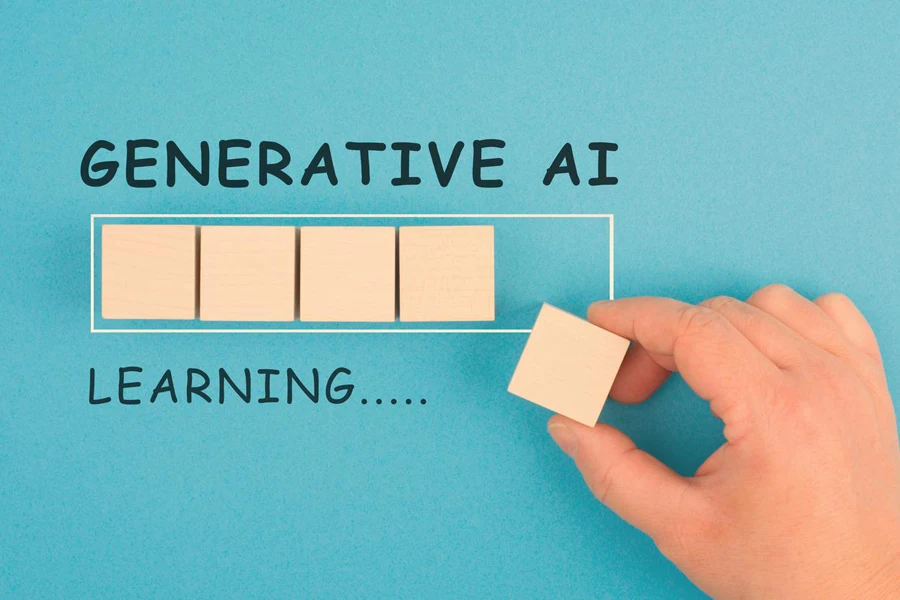 Generative AI learning, loading bar, artificial intelligence in progress