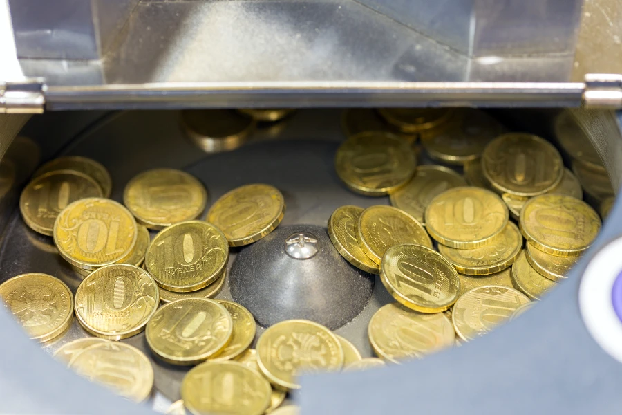 Gold coins in a counting machine