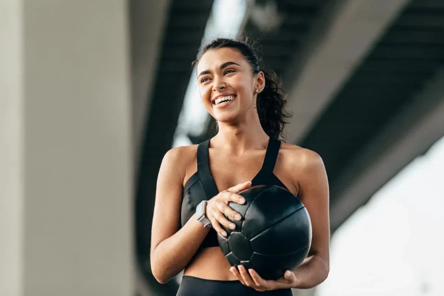 Happy woman in activewear