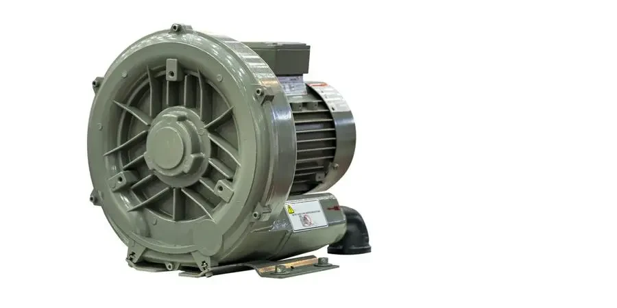 High pressure of industrial semi automatic centrifugal vortex air pump blower or vacuum pump with electric motor isolated with clipping path stock photo