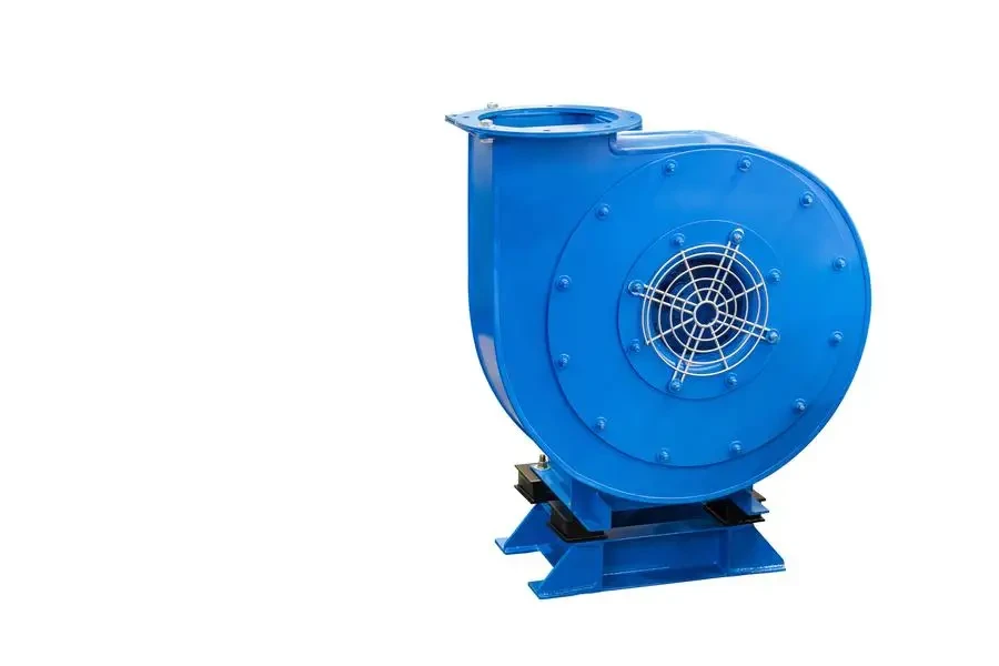 Industrial centrifugal fan electric air blower or high pressure vortex blower isolated on white background with clipping path stock photo