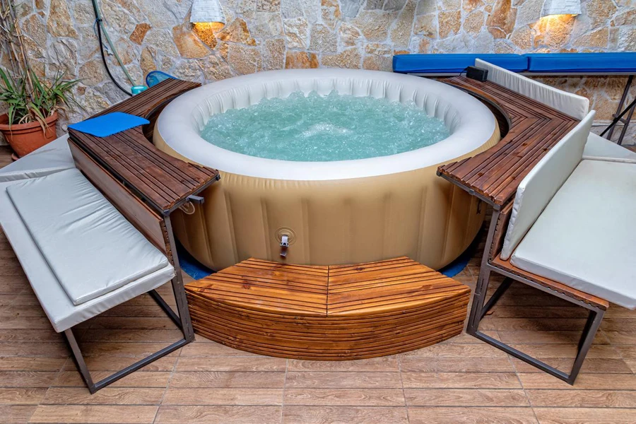 Inflatable Hot Tub at a Luxury Resort at sea.