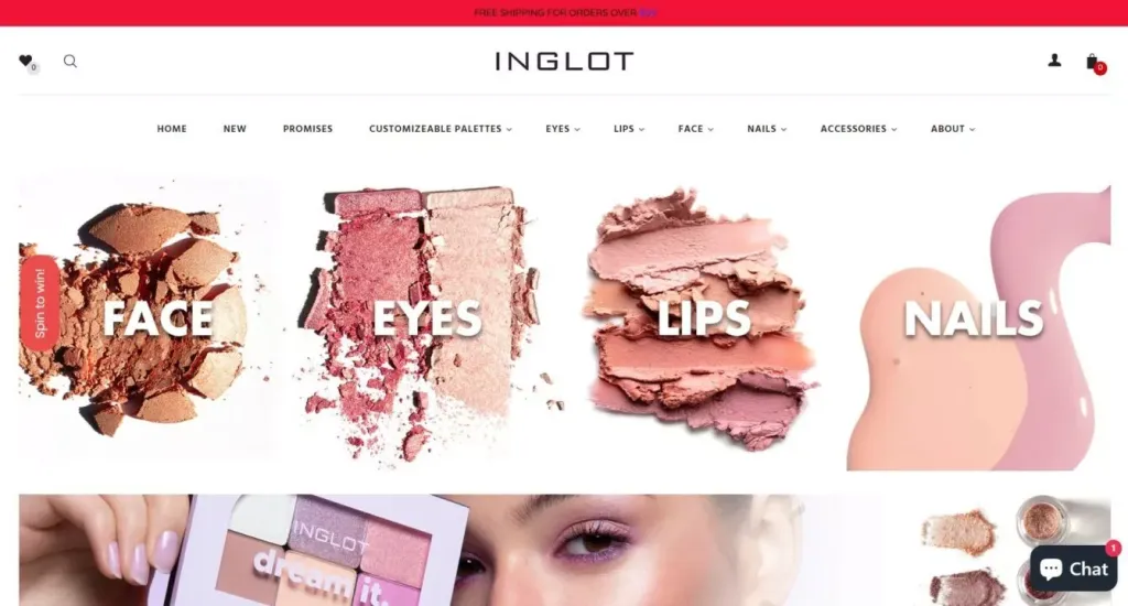Inglot Canada Shopify store