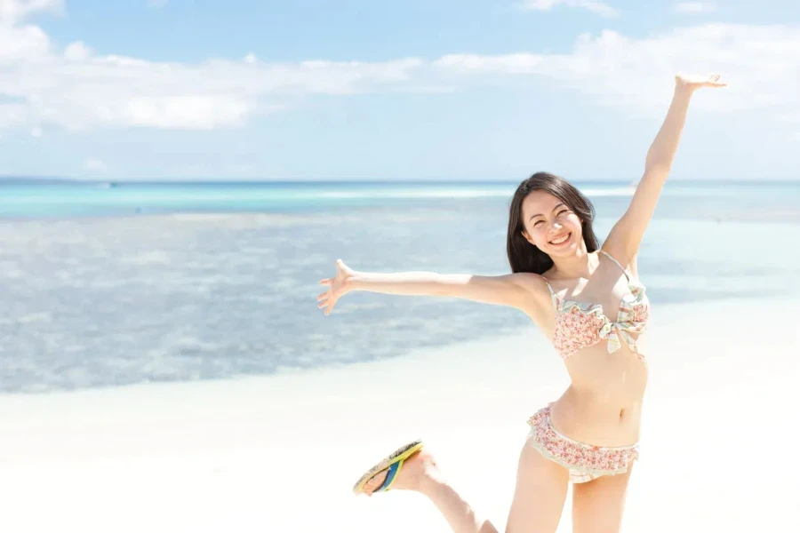 woman wearing bikini on the beach