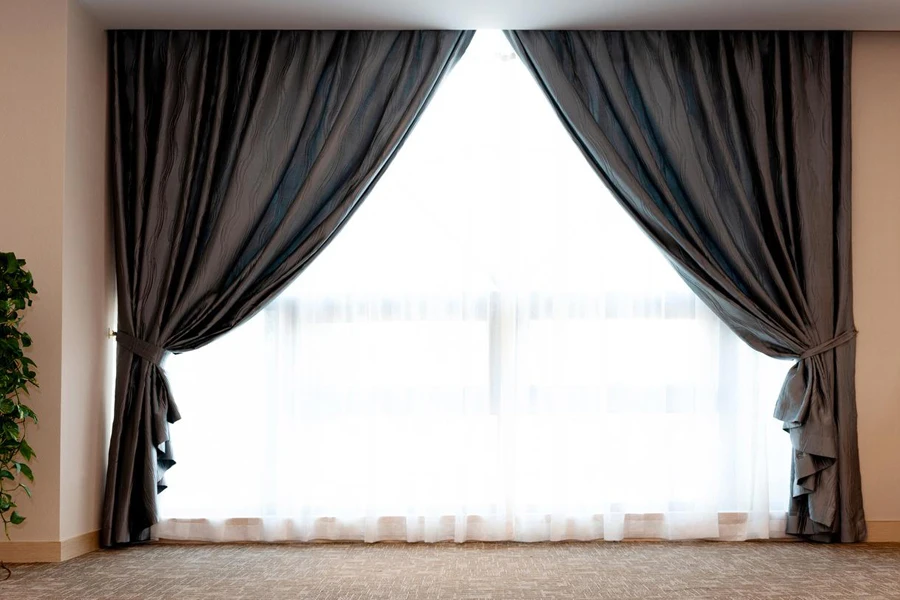 Luxury curtains with a copy space in the middle