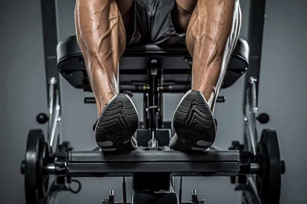 Man on leg press machine