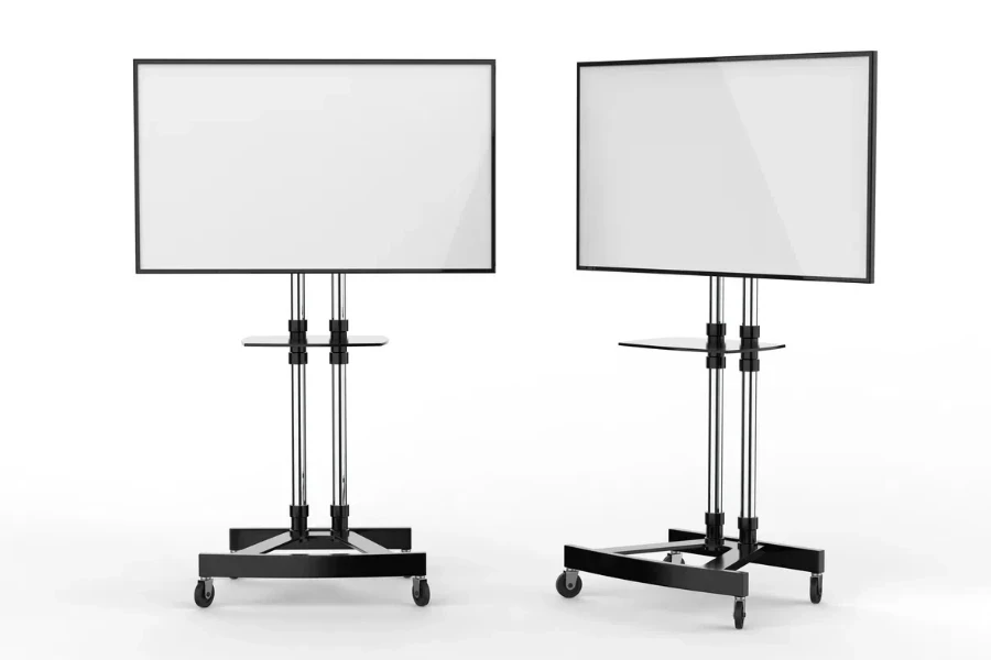 Mobile Blank White Screen TV Trolley Stand