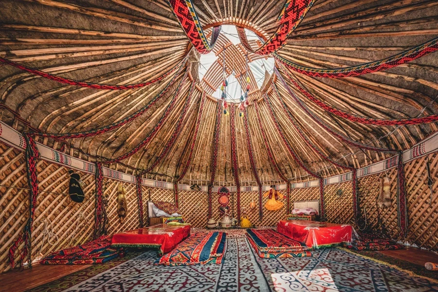 National traditional decoration of the yurt ceiling, Kazakhstan