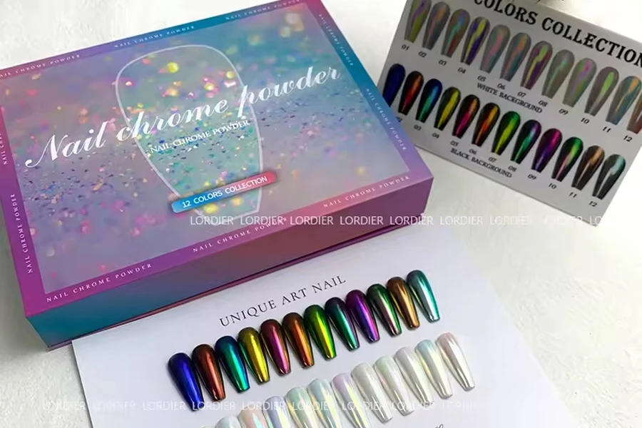 New Super Brightness Mirror Effect Nails Pigment Chrome Aurora Powder Nail Powder Set