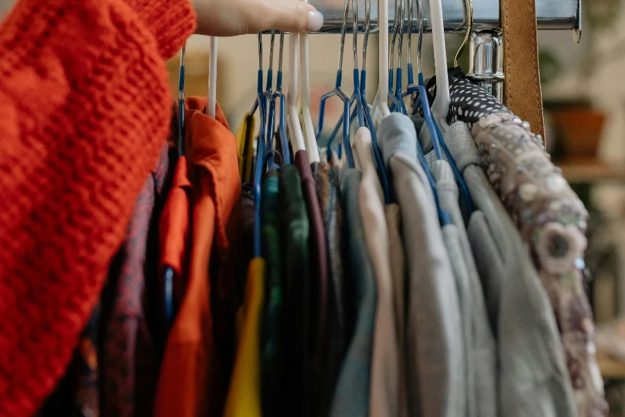 Person Holding Clothes Hanger With Clothes